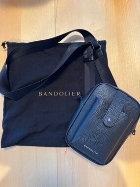 Bandolier Black Pebbled Leather Crossbody Bag